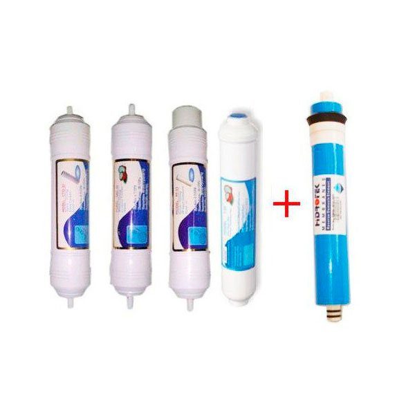Kit 4 filtros+ Membrana osmosis inversa compacta